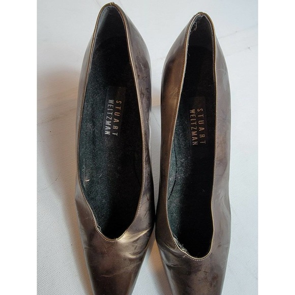 Vintage Stuart Weitzman‎ Heels Bronze Womens Retro Size 8 VTG 1990s - Picture 6 of 7
